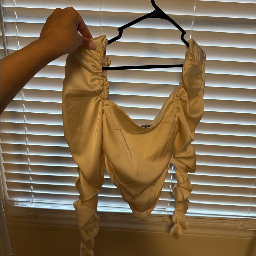 JLUXLABEL Cream Ruched Top - Picture 2 of 2
